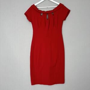 Miss Candyfloss Dress Womens Large Red Sheath Pencil Retro Pinup Hollywood 50s